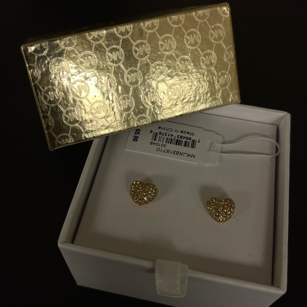 Michael Kors gold heart shaped earrings